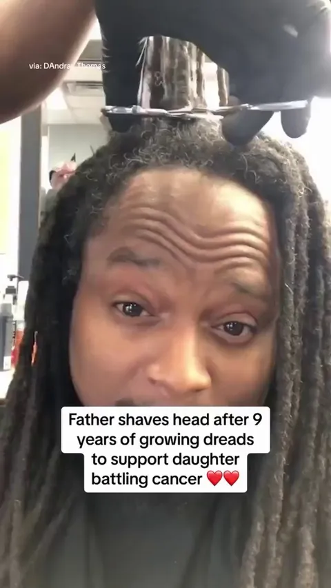 Father Cuts Off Dreads Head Been Growing For 9 Years, To Support Daughter Fighting Breast Cancer
