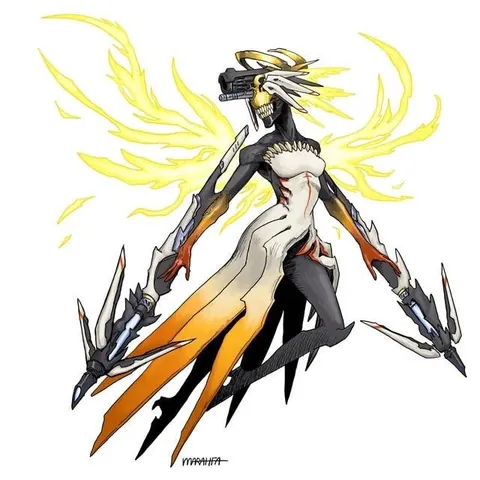 The Chainsaw Man x Overwatch designs by @the_marahfa