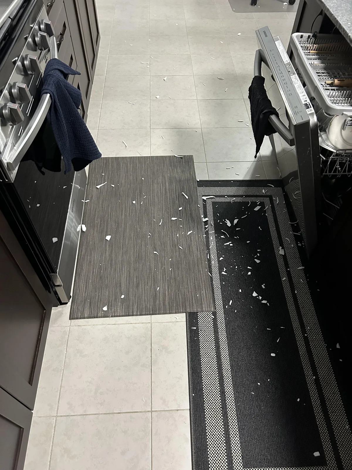 Corelle bowl dropped from counter height shattered into a million pieces, took 30 mins to clean up