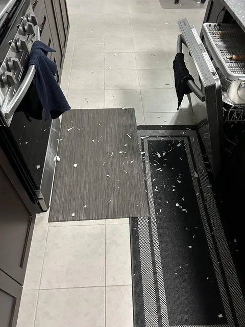 Corelle bowl dropped from counter height shattered into a million pieces, took 30 mins to clean up