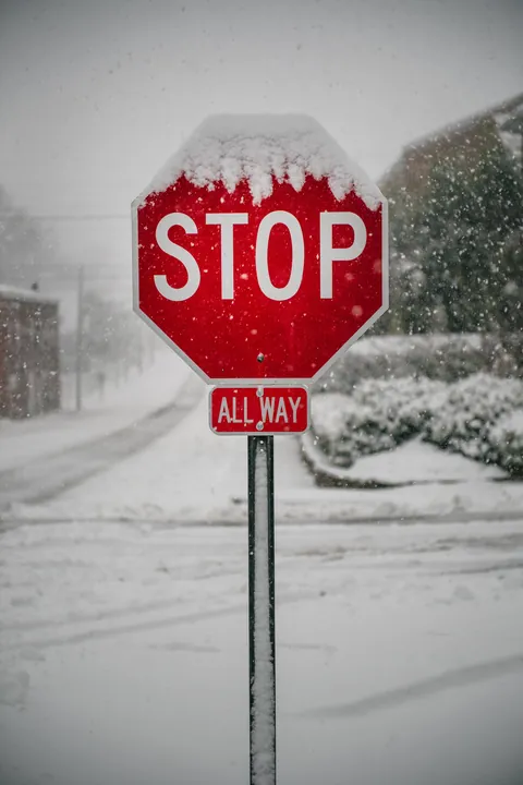 ITAP of a stop sign in the snow this morning.