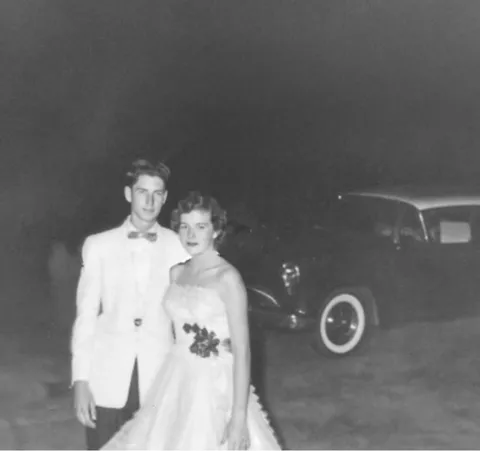 My Mom and Dad, at my Dad's high school prom, 1959. He was about to graduate high school (17) and she was about to graduate from Jr. High (14). A month after this was taken, they got married. She wasn't even pregnant.