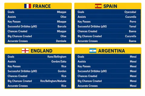 Attacking Stat Leaders for Each 2026 World Cup Semifinalist So Far