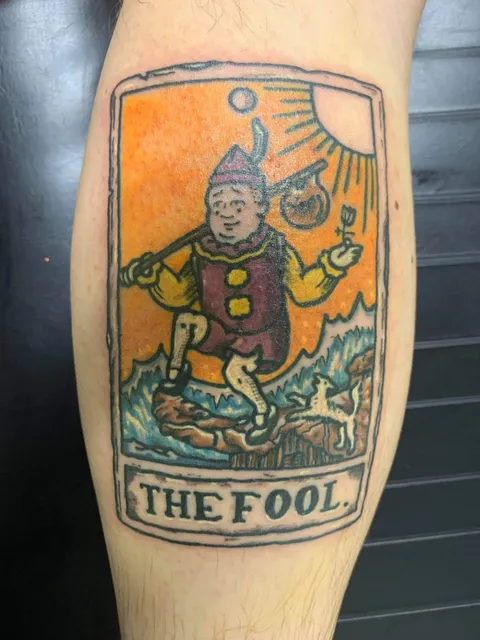 My bobby hill tarot card tattoo. Done by Lewis at Clover tattoo in Pittsburgh