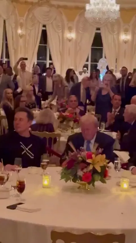President Trump and Elon vibe to YMCA at a Mar-a-Lago. Barron and Melania watch in enjoyment. It’s a celebration! 