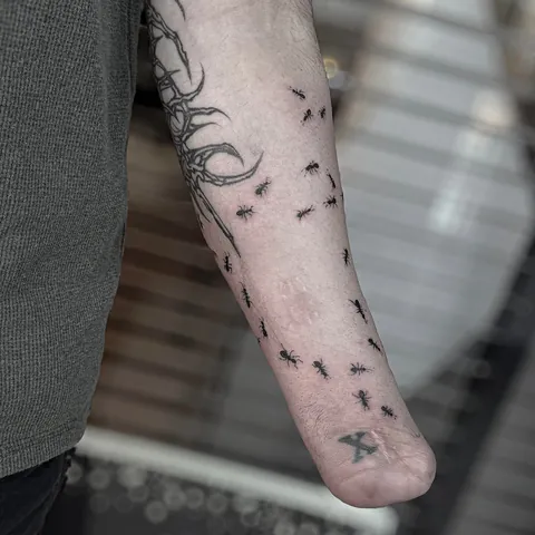 Ants crawling tattoo by Inkofahma / Eugene, Oregon