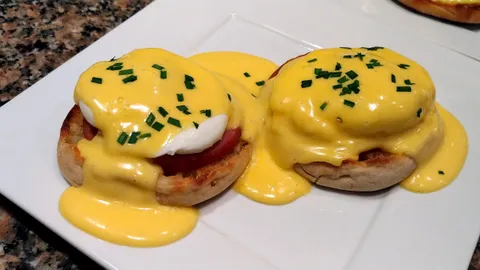 [OC] My wife was sick and wanted Eggs Benedict for dinner