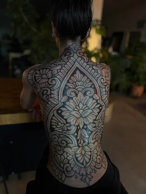 Ornamental back by Michelle Lynn Miller at Somewhere Good in Pittsburgh, PA USA