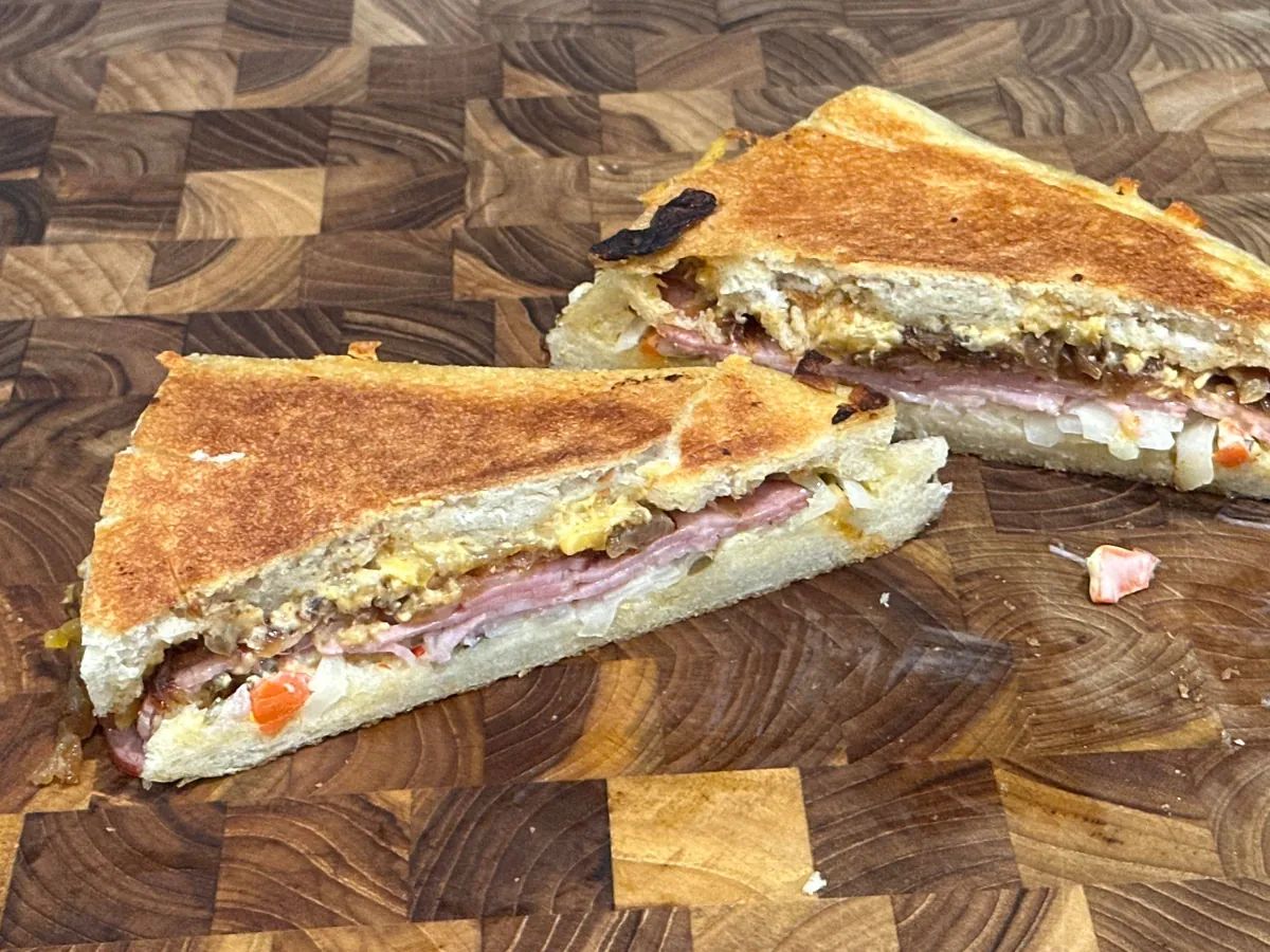 [homemade] smoked butt and cheddar w/onion and onion