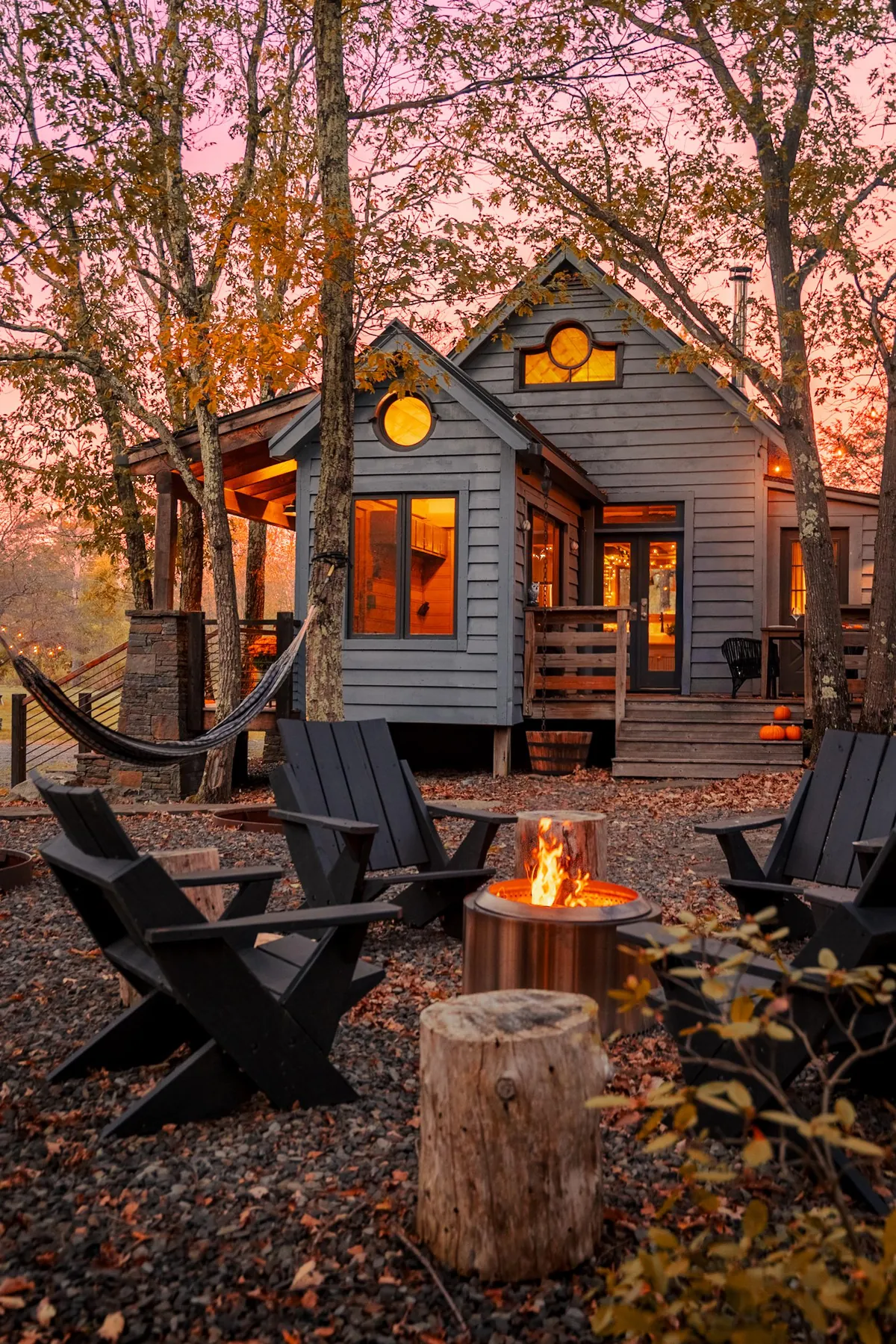Woodstock Cabin Cozy Fireside Setup