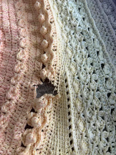 Spent one year making a blanket and the cat ate it last night