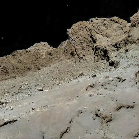 Color image/sharpened of the landscape from comet 67P Churyumov-Gerasimenko