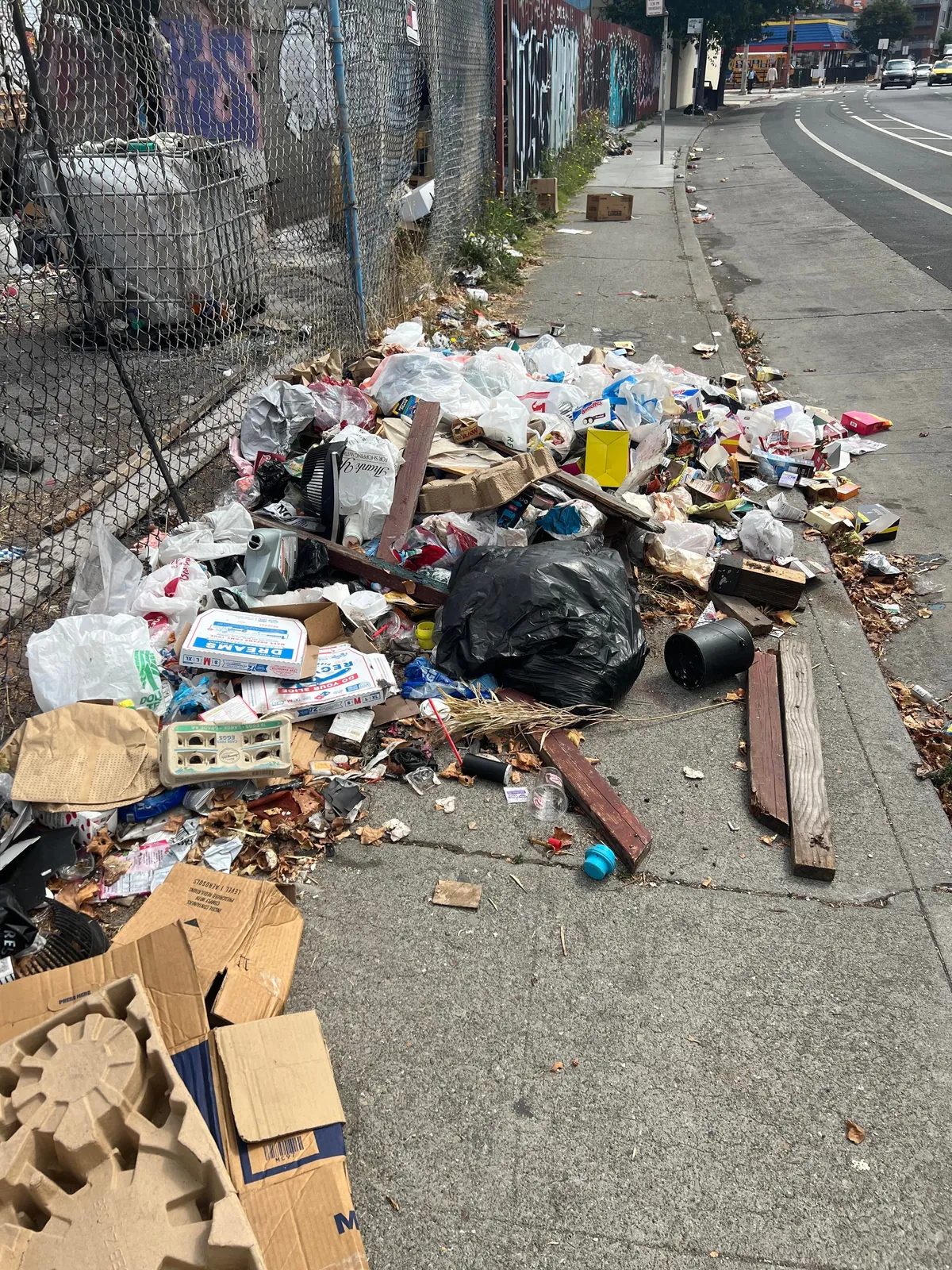 [OC] A lot of trash was on the sidewalk, forcing people onto the road. So I cleaned it.