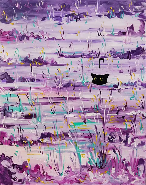 Cat Dip, Vallancet, Acrylics, 2024