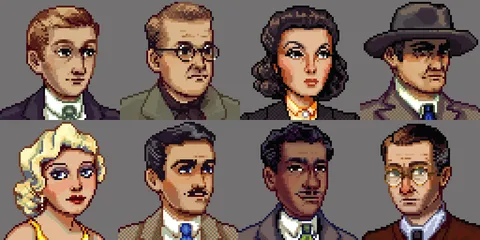 Character portraits I did for a noir detective game in development