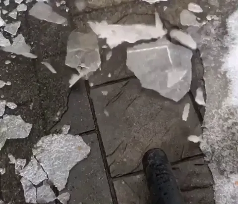Use a leaf blower on ice