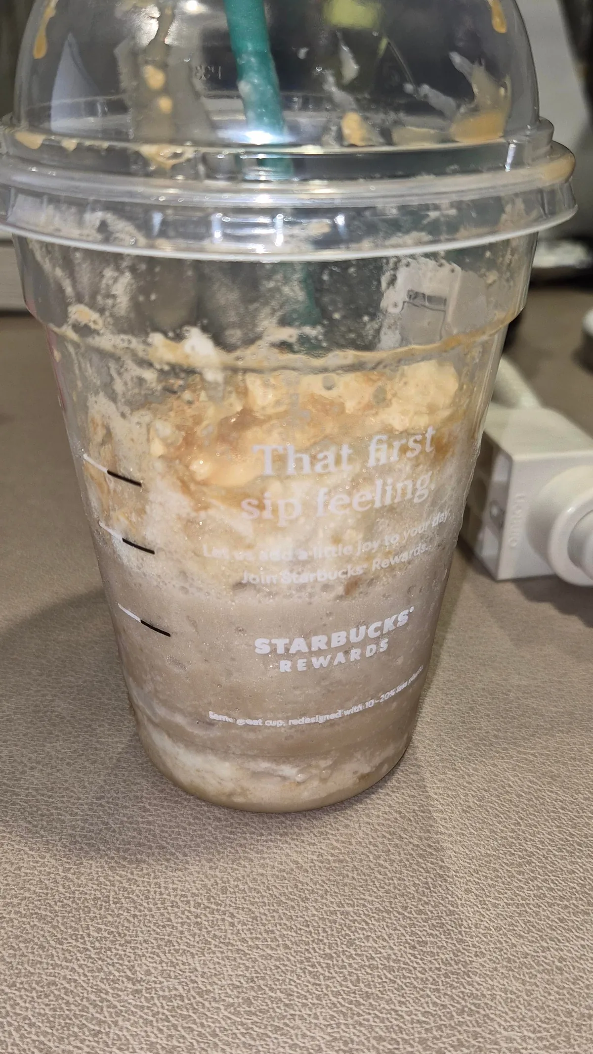 Barely slept and the frappe I bought is full of tiny bits of glass