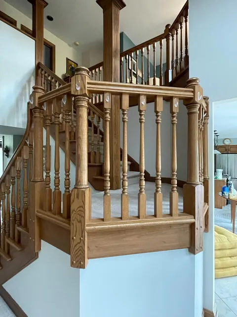 Reduce visual weight (lotsa wood)