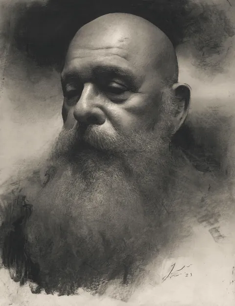 “John”, John Fenerov, Charcoal on paper, 2025