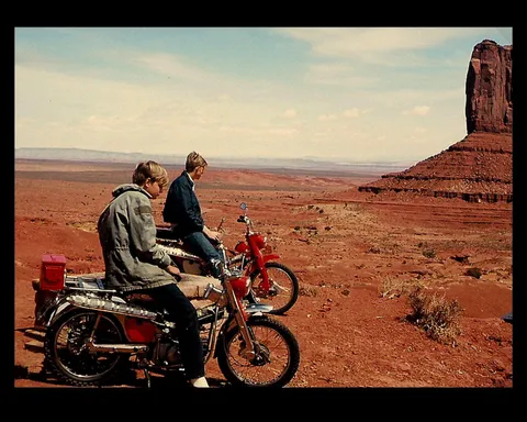 My wife's uncles got back from Vietnam in the same month. Within 2 weeks they decided on a dual road trip, from San Diego to Denver. Here is their favorite picture from that trip, at Monument Valley in Utah, September 1969. Bikes are Honda Trail 90's, not really designed for road trips.