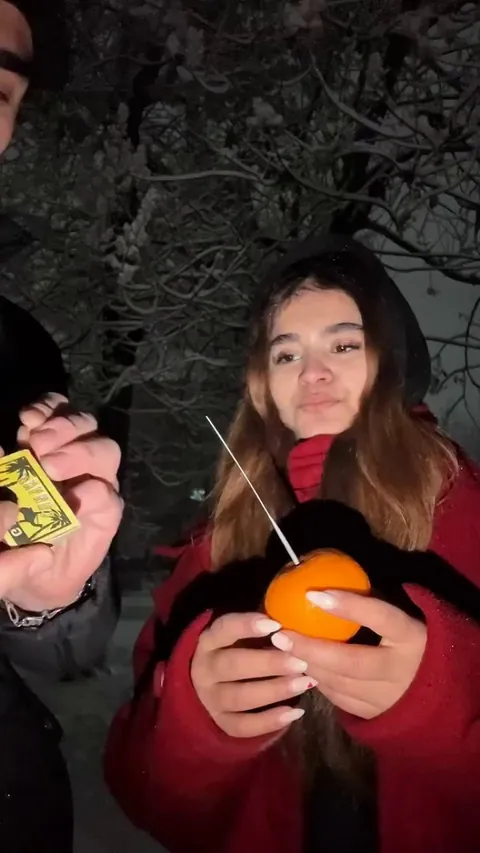 Sparkler in an orange