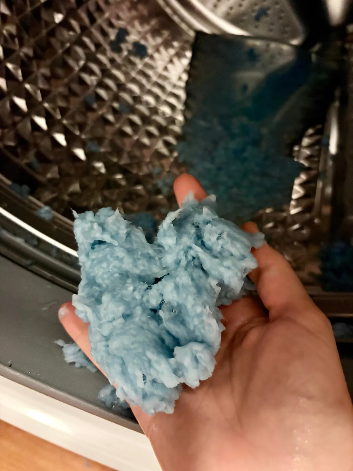 This throw blanket (a thrift store find) shedded slightly in the wash