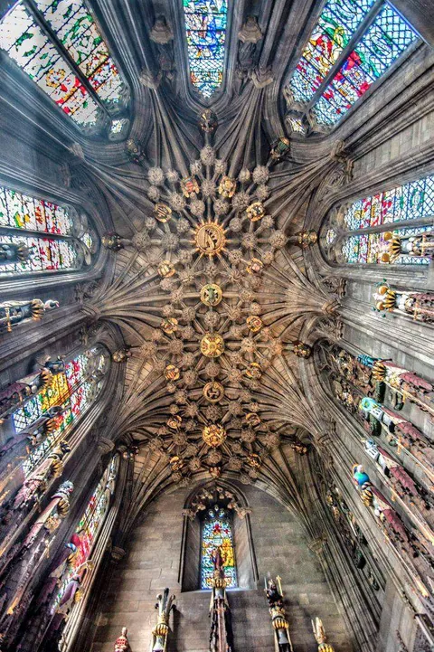 Ceiling of St. Giles' Thistle Chapel, located in St Giles' Cathedral, Edinburgh, Scotland [682x1024]