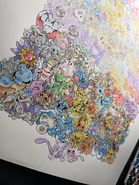 My 151 Poster is finally done! 🎉 Watercolor and Colored Pencil 🎨 [OC]