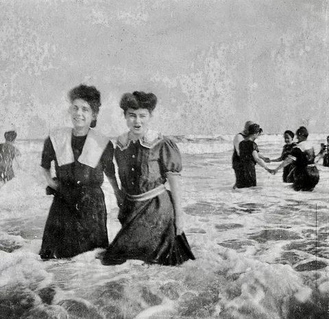 A day at the beach for my grandmother, center, and her friends. 1905