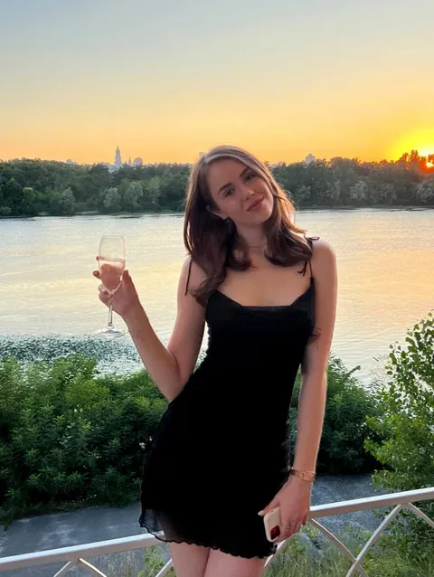 A beautiful dress and an incredible sunset.