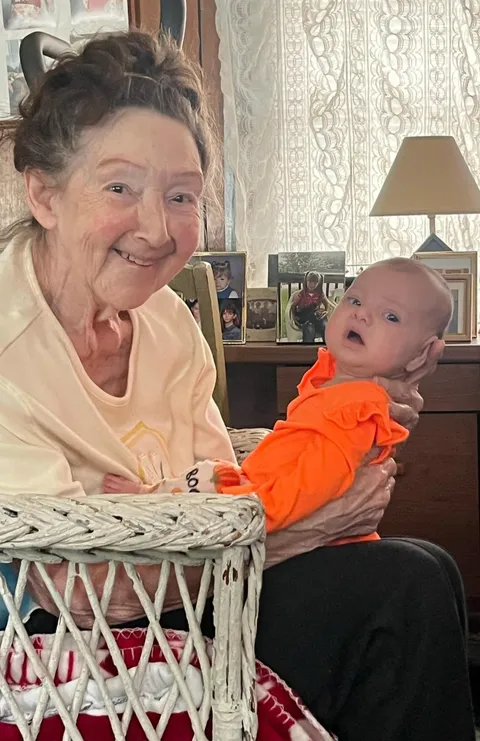 Wife's grandmother getting to meet her great great granddaughter. 