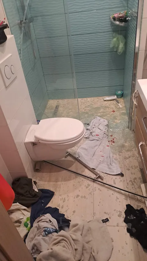 Shower door shattered with me inside