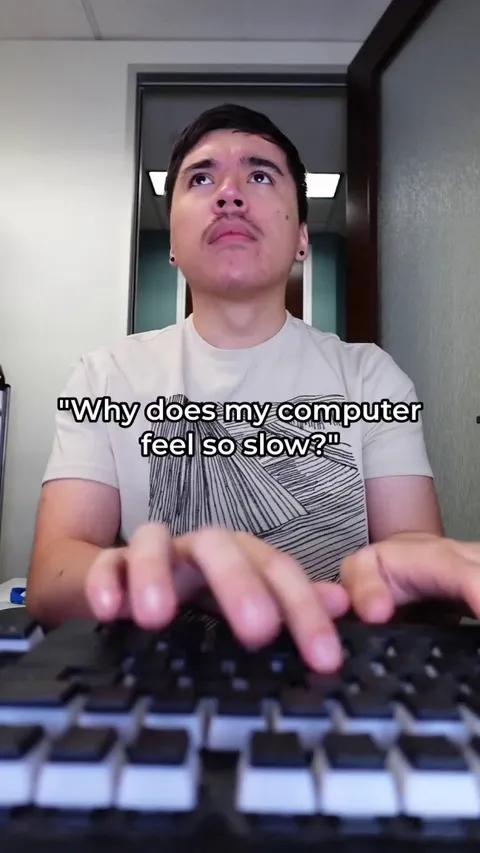 Fingers flying across the keyboard, but the computer is just...