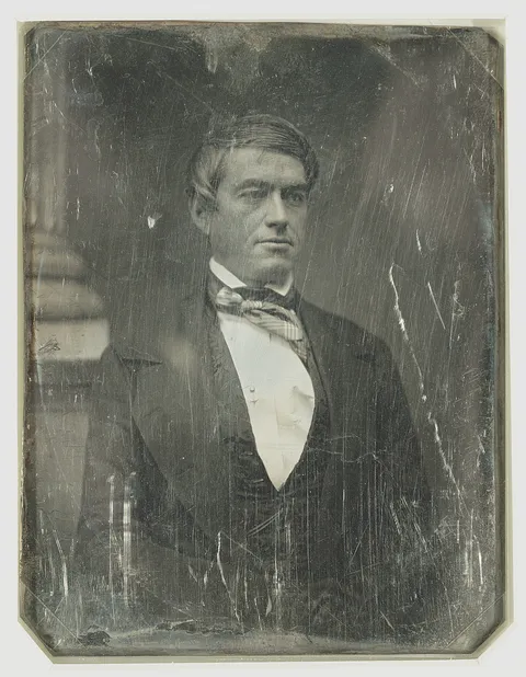 A photo of abolitionist  Cassius Marcellus Clay who amongst other things installed 4-pound cannons in his newspaper office in order to protect it from pro-slavery supporters.