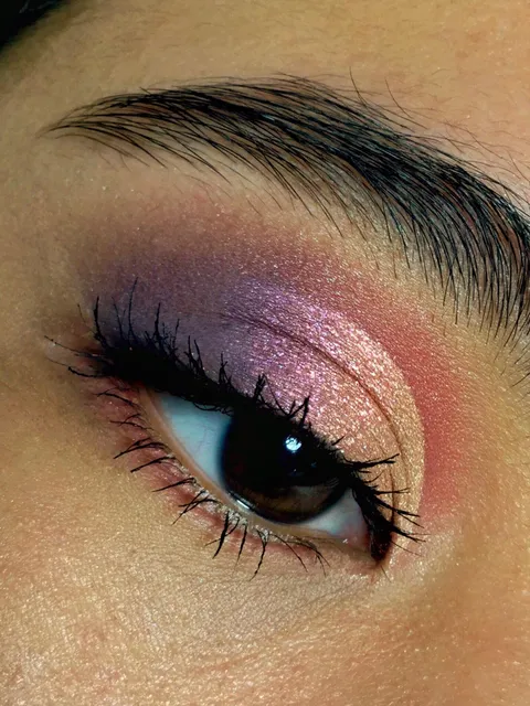 a pink and purple cut crease