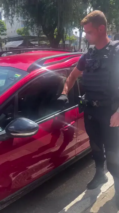 The owner left their dog locked in the car on a hot day, and the police were called to break the car window and rescue the dog.