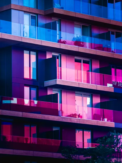 ITAP of a colorful apartment façade in Vienna