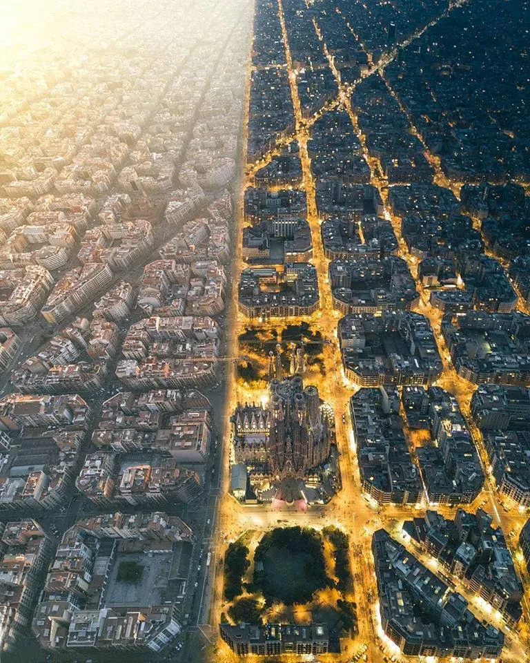 Barcelona, day and night