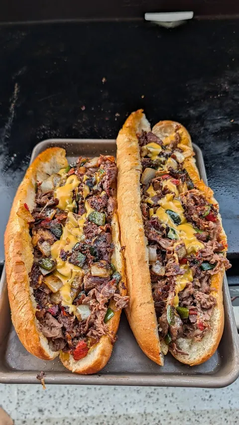 [OC] Cheesesteaks, sharp provolone and whiz wit, poblanos, Calabrian chilies on a Publix deli white sub roll