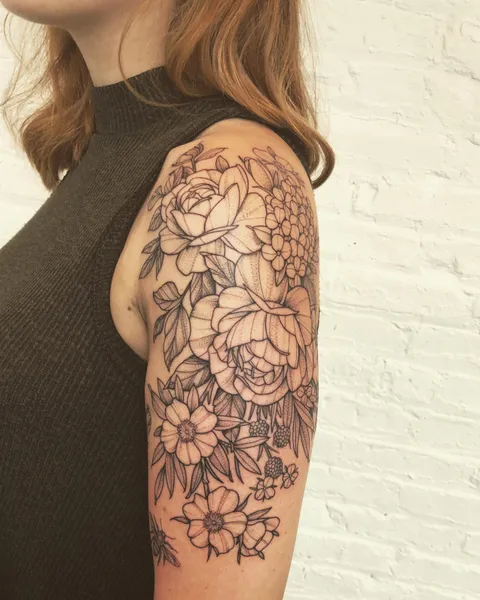 Assorted florals by Black Iris Tattoo co-owner John - Brooklyn, NY