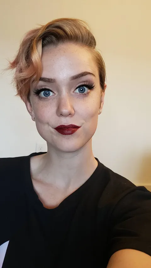 Did a foundation-free version of the classic cat eye/red lip look!