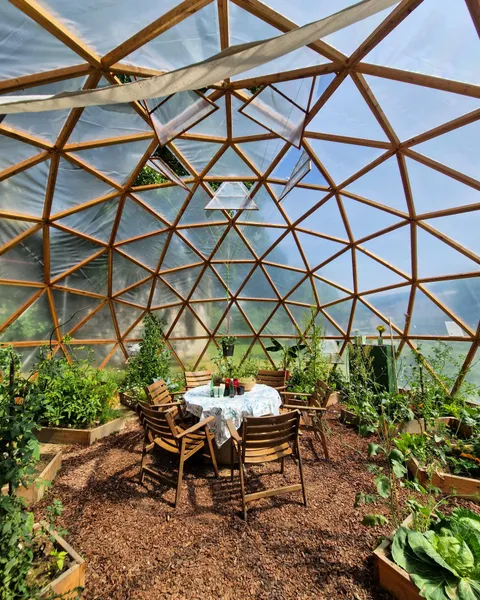 Lovely community greenhouse garden 