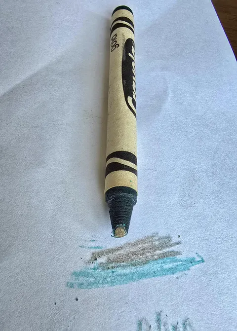 This Gold crayon from a box I found from 1992 turned green on the outside and is gold on the inside