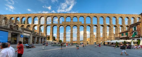 Built in the year 112 by the Romans without any kind of mortar or cement, this is the 15 km long still working aqueduct of Segovia, Spain.