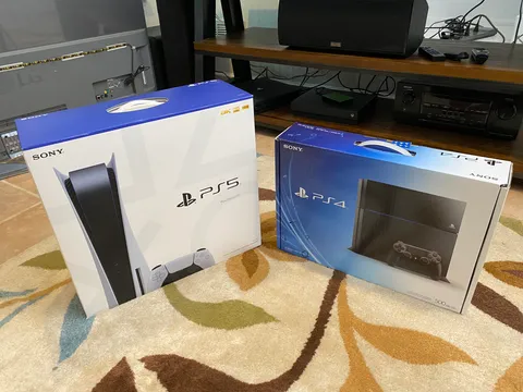 PS5 box next to PS4 box