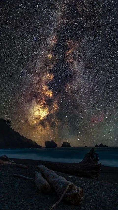 The Milky Way core above the Pacific Ocean from La Push, WA.