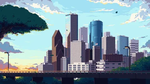 [OC] Houston Skyline (Animated)