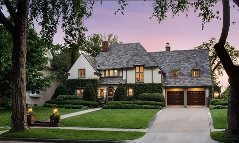 1920s Tudor Revival at Dusk