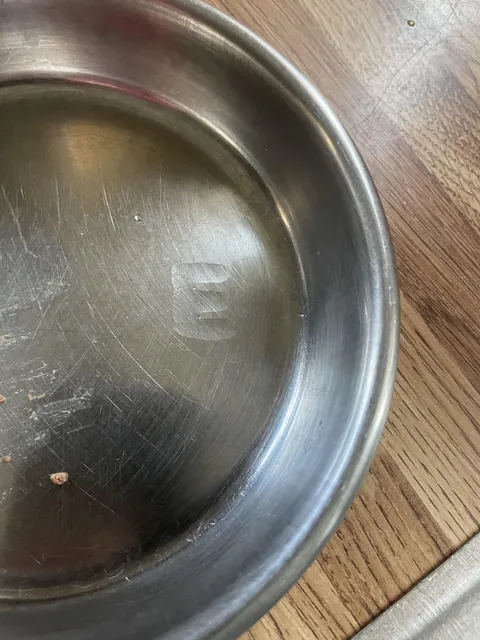 This very nice capital E that somehow formed from a bit of water in my cat’s food dish