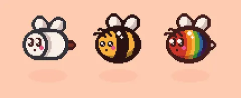 As a Non-Pixel Artist, I Created 150+ Bee Sprites and 1000+ Frames for My Cozy Bee Game! Which One Deserves Legendary Rarity?